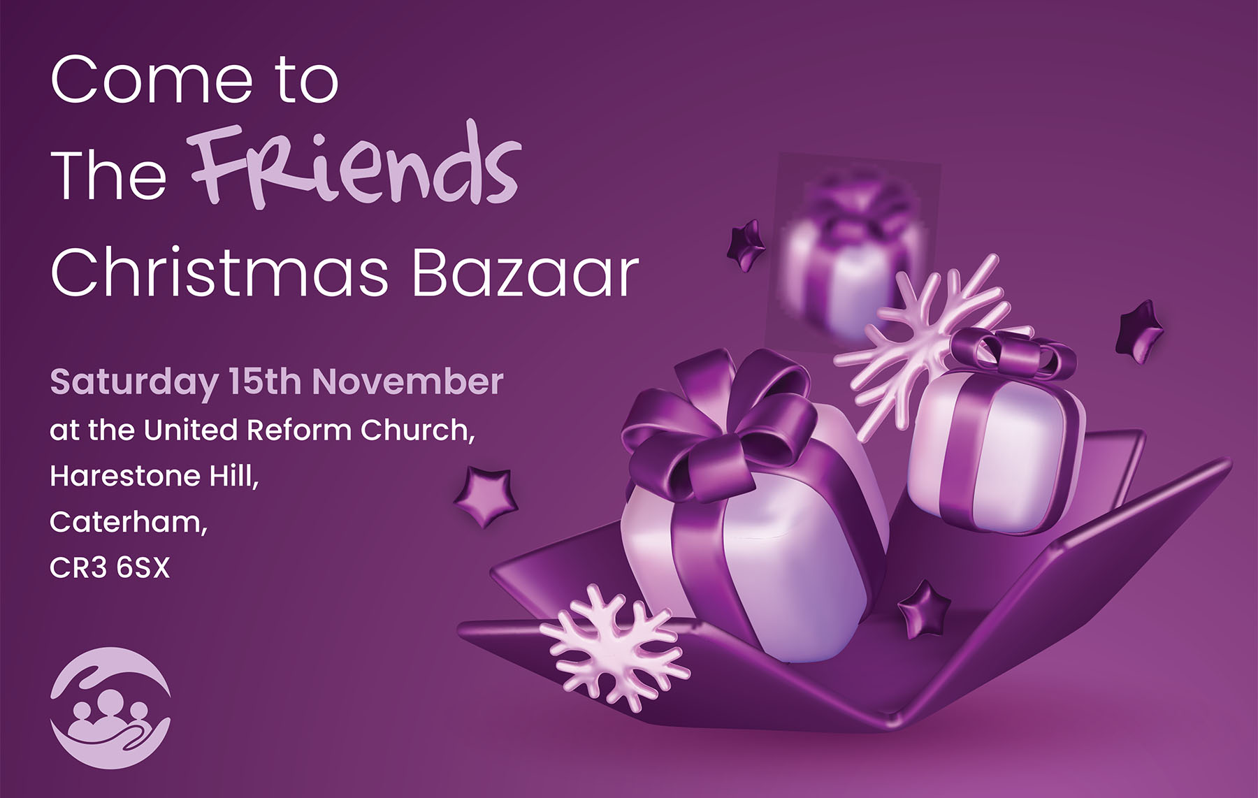 Christmas Bazaar, Saturday 15th November, in the URC Church, Harestone Hill, Caterham, CR3 6SX